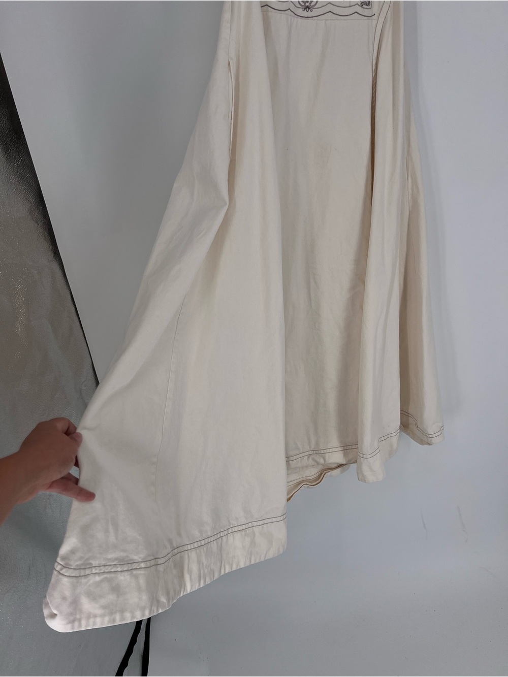 Free People Bali Vienna Cream Gray Embroidered Backless Bow Maxi Dress M - Picture 7 of 13